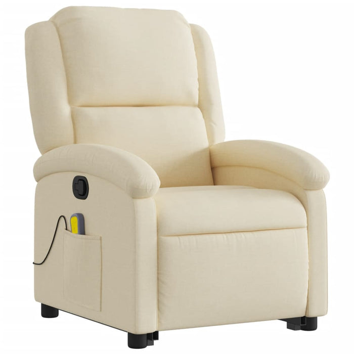 Fotoliu masaj rabatabil cu ridicare, crem, material textil - WALTI WALTI