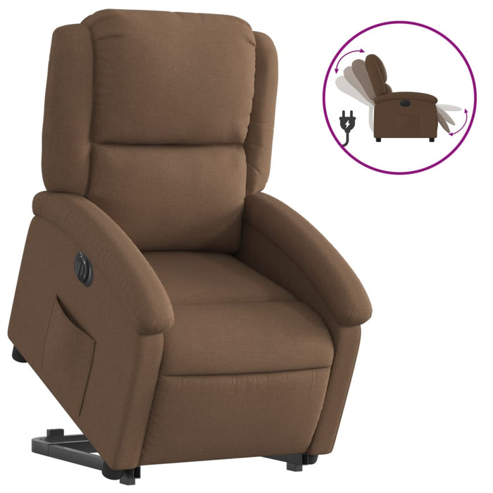 Fotoliu electric rabatabil cu ridicare, maro, textil WALTI