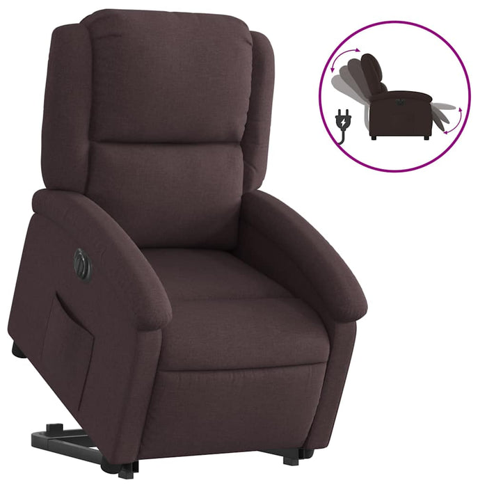 Fotoliu electric rabatabil cu ridicare, maro închis, textil WALTI