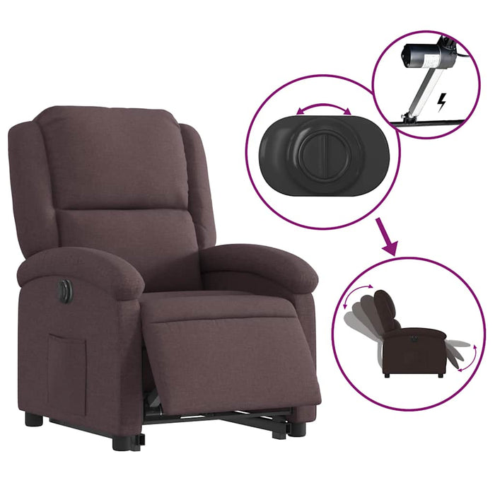 Fotoliu electric rabatabil cu ridicare, maro închis, textil WALTI