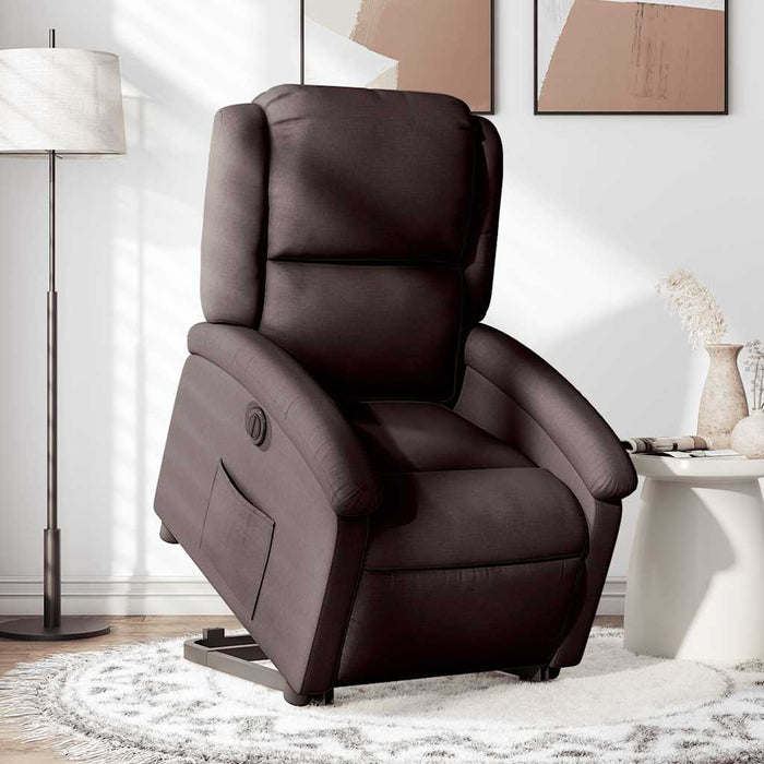 Fotoliu electric rabatabil cu ridicare, maro închis, textil WALTI