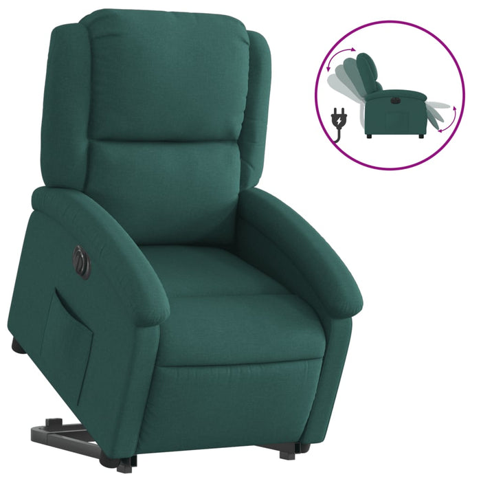 Fotoliu electric rabatabil cu ridicare, verde închis, textil - WALTI WALTI