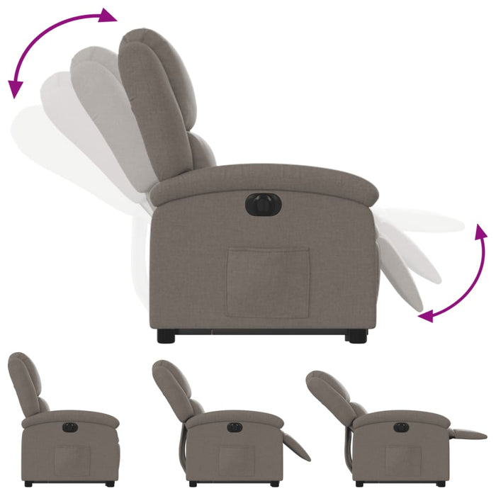 Fotoliu electric rabatabil cu ridicare, gri taupe, textil WALTI