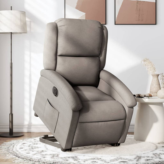 Fotoliu electric rabatabil cu ridicare, gri taupe, textil WALTI
