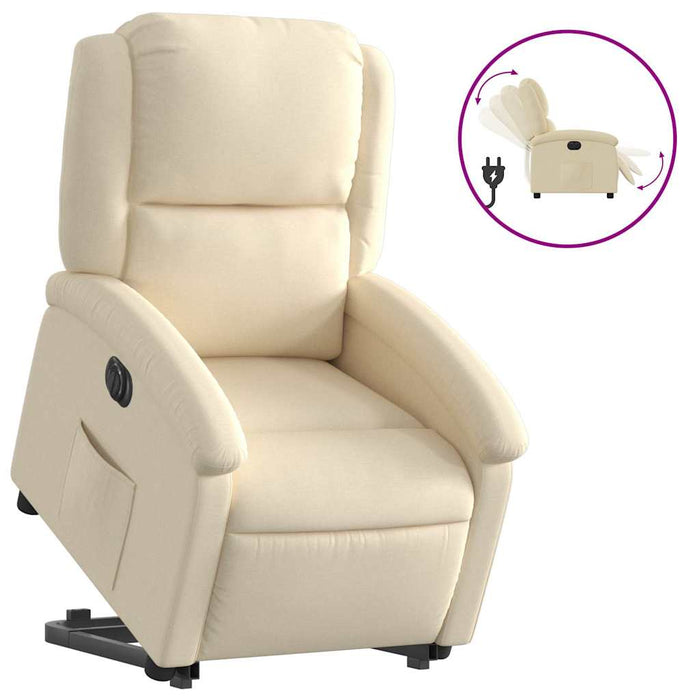 Fotoliu electric rabatabil cu ridicare, crem, textil - WALTI WALTI