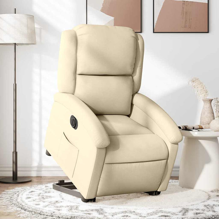 Fotoliu electric rabatabil cu ridicare, crem, textil - WALTI WALTI
