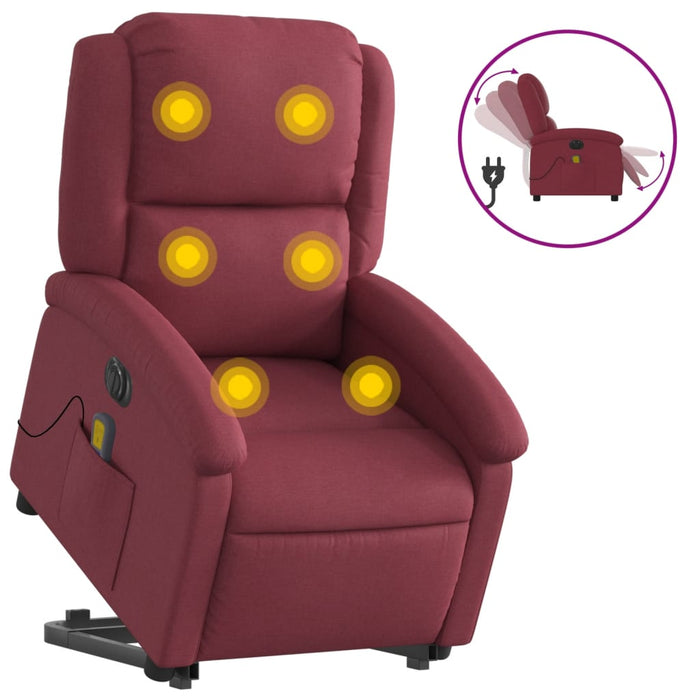 Fotoliu de masaj electric rabatabil cu ridicare roșu vin textil - WALTI WALTI