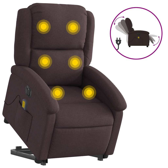 Fotoliu electric masaj rabatabil cu ridicare maro închis textil WALTI