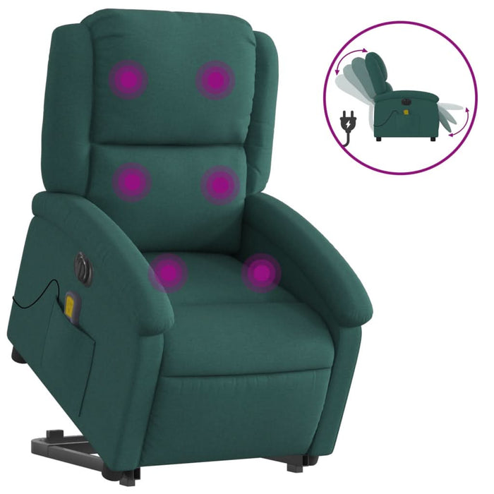 Fotoliu electric masaj rabatabil / ridicare verde închis textil - WALTI WALTI