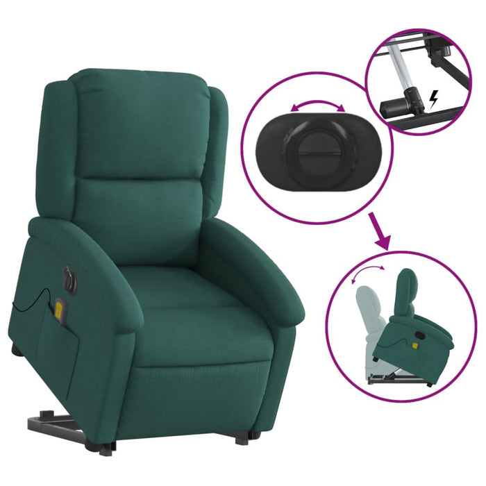 Fotoliu electric masaj rabatabil / ridicare verde închis textil - WALTI WALTI