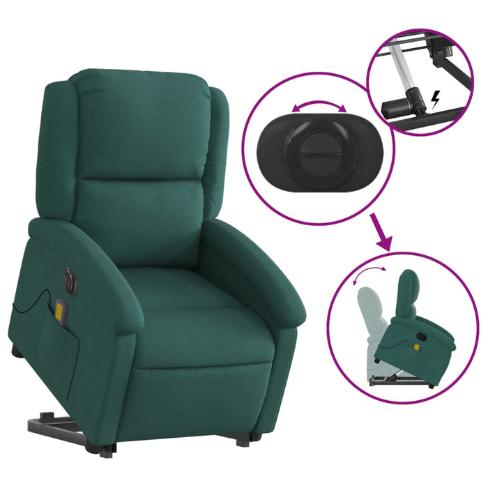 Fotoliu electric masaj rabatabil / ridicare verde închis textil - WALTI WALTI