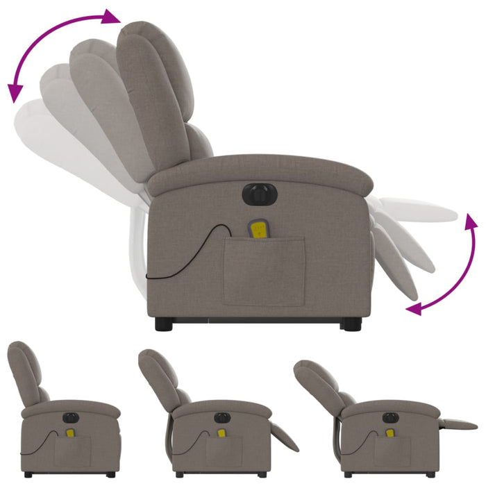 Fotoliu electric masaj rabatabil cu ridicare, gri taupe, textil - WALTI WALTI