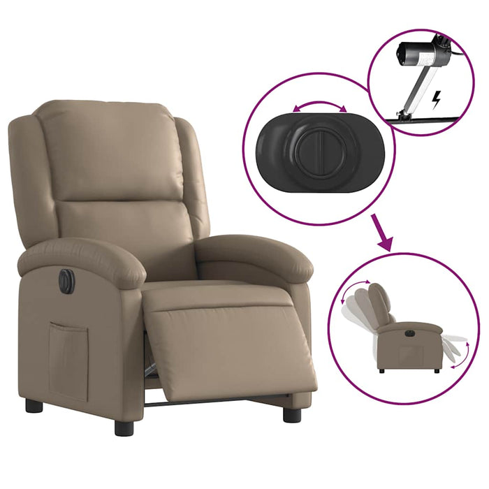 Fotoliu rabatabil electric, cappuccino, piele ecologică - WALTI WALTI