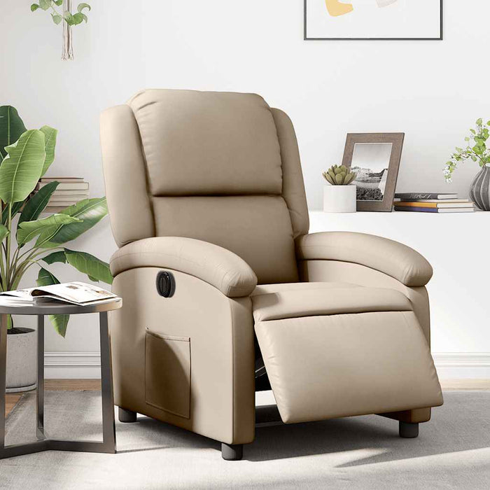 Fotoliu rabatabil electric, cappuccino, piele ecologică - WALTI WALTI
