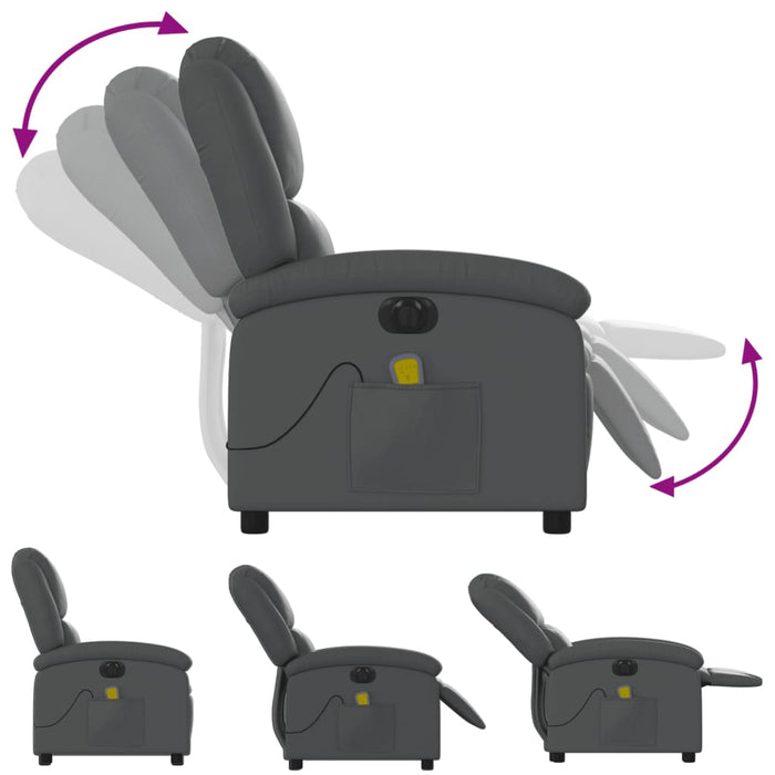 Fotoliu de masaj electric rabatabil, gri, piele ecologică - WALTI WALTI