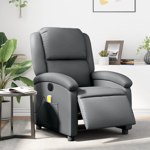Fotoliu de masaj electric rabatabil, gri, piele ecologică - WALTI WALTI