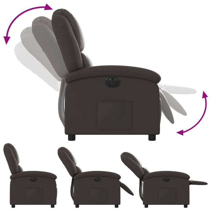 Fotoliu rabatabil electric, maro închis, piele naturală - WALTI WALTI