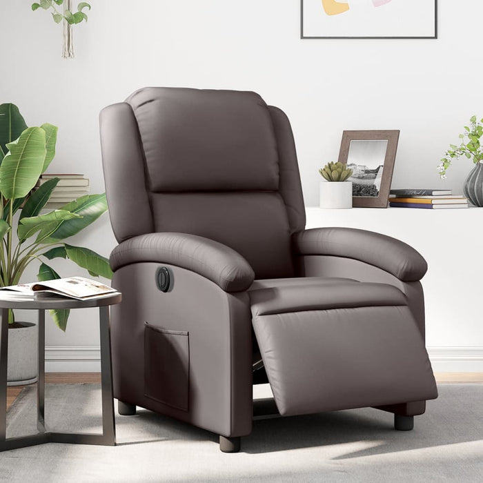 Fotoliu rabatabil electric, maro închis, piele naturală - WALTI WALTI
