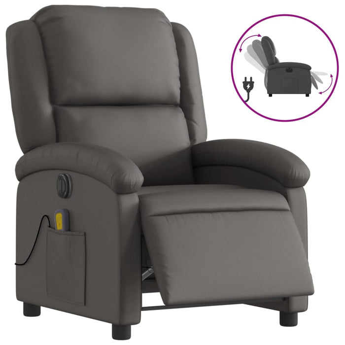 Fotoliu rabatabil electric, gri, piele naturală - WALTI WALTI
