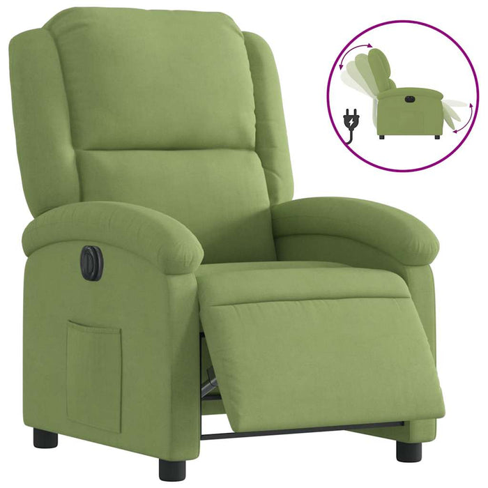 Fotoliu rabatabil electric, verde deschis, catifea WALTI
