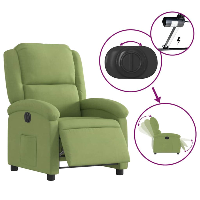 Fotoliu rabatabil electric, verde deschis, catifea WALTI