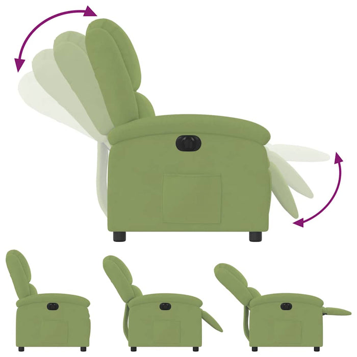 Fotoliu rabatabil electric, verde deschis, catifea WALTI