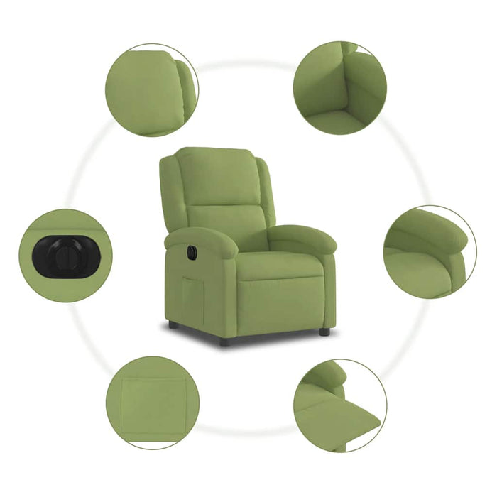 Fotoliu rabatabil electric, verde deschis, catifea WALTI