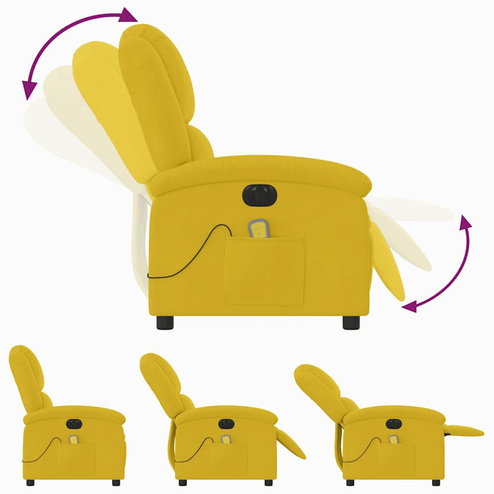 Fotoliu de masaj electric rabatabil, galben, catifea WALTI