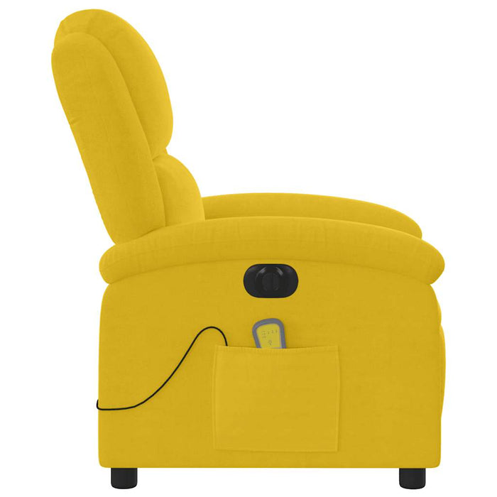 Fotoliu de masaj electric rabatabil, galben, catifea WALTI