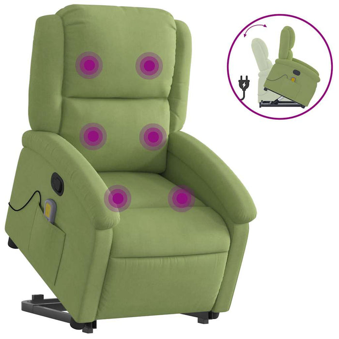 Fotoliu de masaj cu ridicare, verde deschis, catifea WALTI