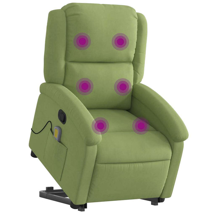 Fotoliu de masaj cu ridicare, verde deschis, catifea WALTI
