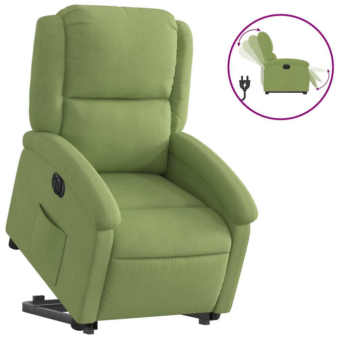 Fotoliu electric rabatabil cu ridicare, verde deschis, catifea WALTI