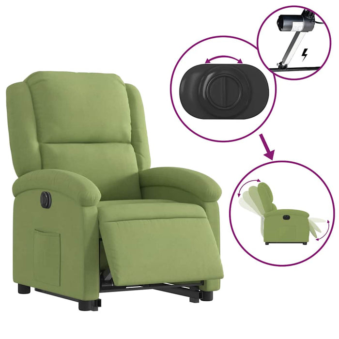 Fotoliu electric rabatabil cu ridicare, verde deschis, catifea WALTI
