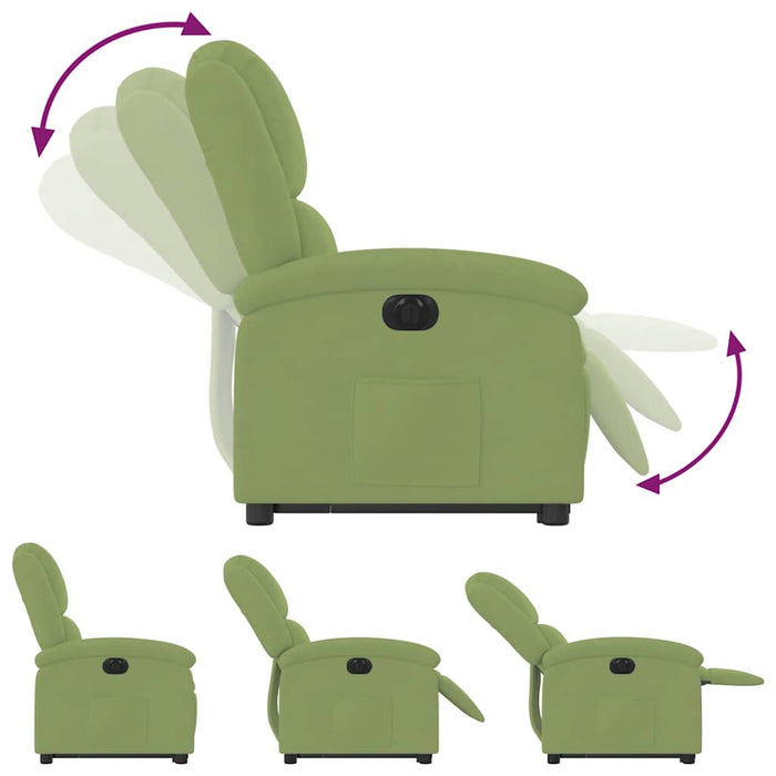 Fotoliu electric rabatabil cu ridicare, verde deschis, catifea WALTI
