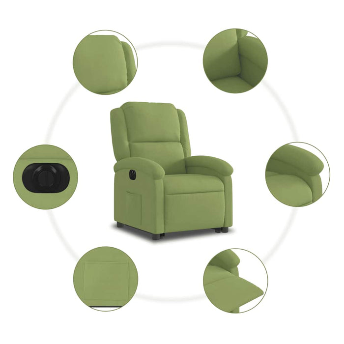 Fotoliu electric rabatabil cu ridicare, verde deschis, catifea WALTI