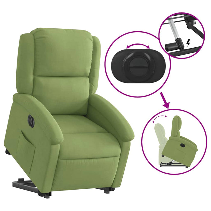 Fotoliu electric rabatabil cu ridicare, verde deschis, catifea WALTI