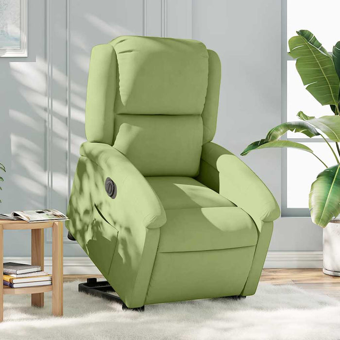 Fotoliu electric rabatabil cu ridicare, verde deschis, catifea WALTI