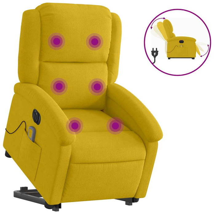Fotoliu de masaj electric rabatabil cu ridicare galben, catifea WALTI