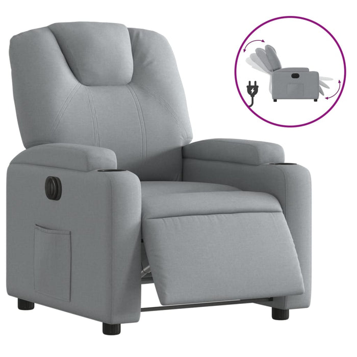 Fotoliu rabatabil electric, gri deschis, textil WALTI