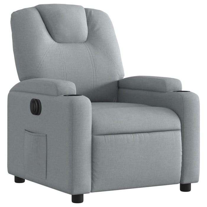 Fotoliu rabatabil electric, gri deschis, textil WALTI