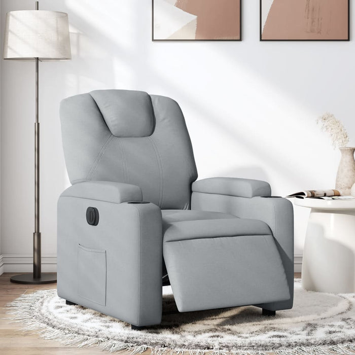 Fotoliu rabatabil electric, gri deschis, textil WALTI