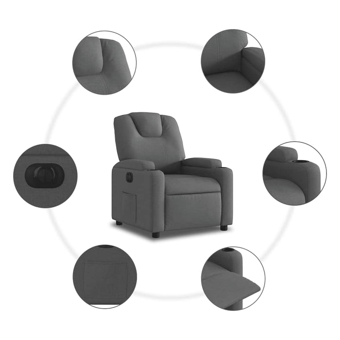 Fotoliu rabatabil electric, gri închis, material textil - WALTI WALTI