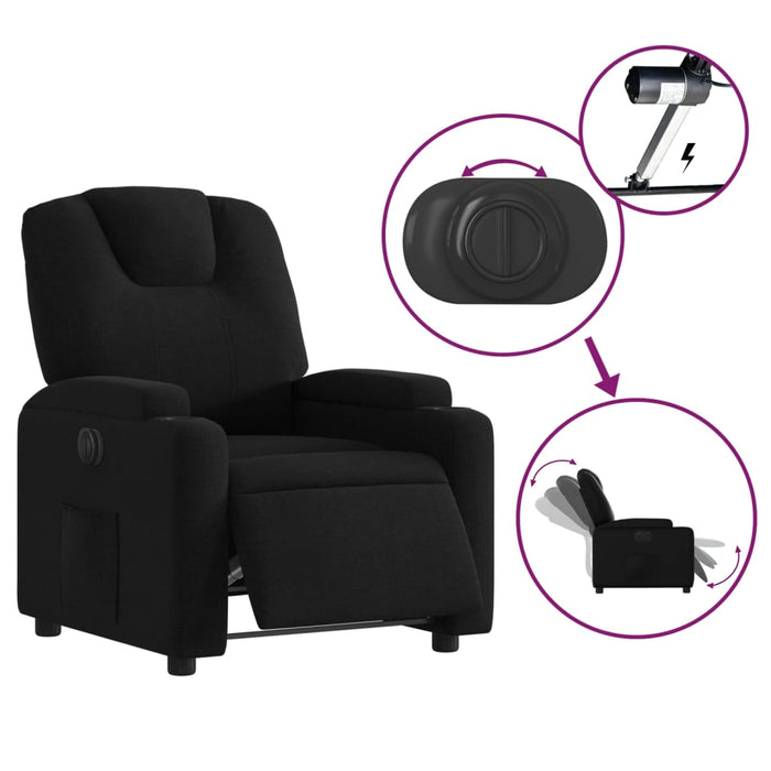 Fotoliu rabatabil electric, negru, material textil - WALTI WALTI