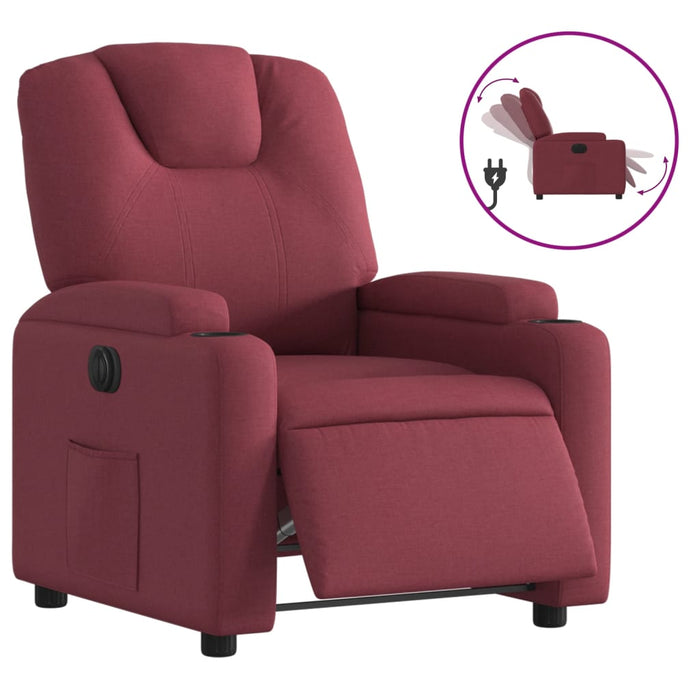 Fotoliu rabatabil electric, roșu vin, material textil - WALTI WALTI