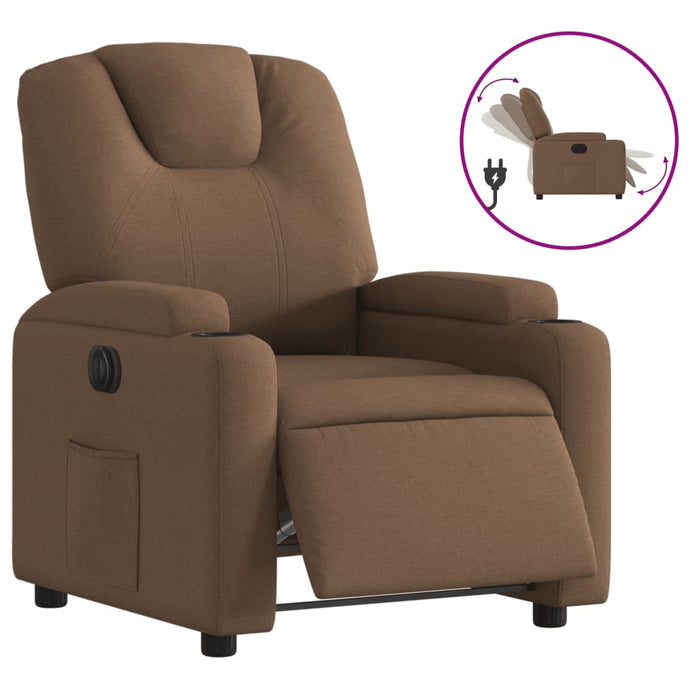 Fotoliu rabatabil electric, maro, material textil WALTI
