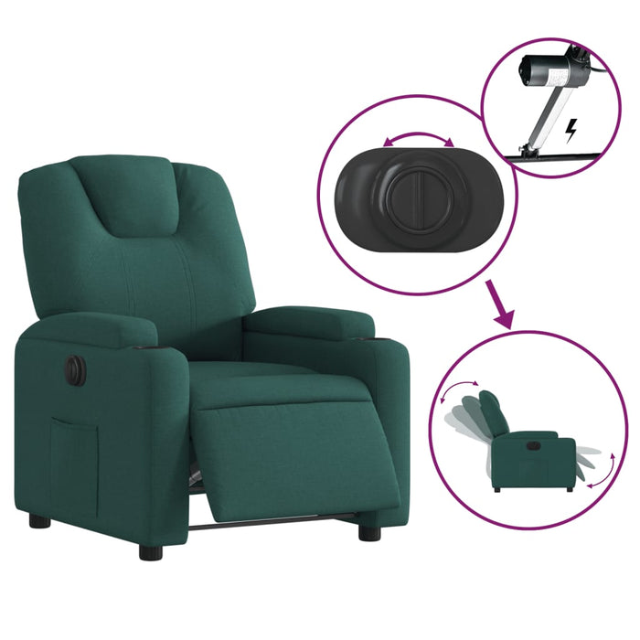 Fotoliu rabatabil electric, verde închis, material textil - WALTI WALTI
