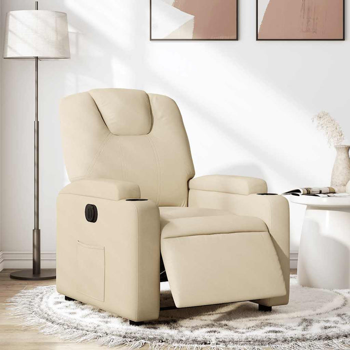 Fotoliu rabatabil electric, crem, material textil - WALTI WALTI