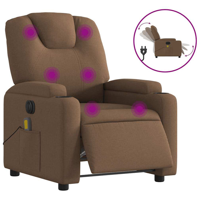 Fotoliu electric de masaj rabatabil, maro, textil WALTI