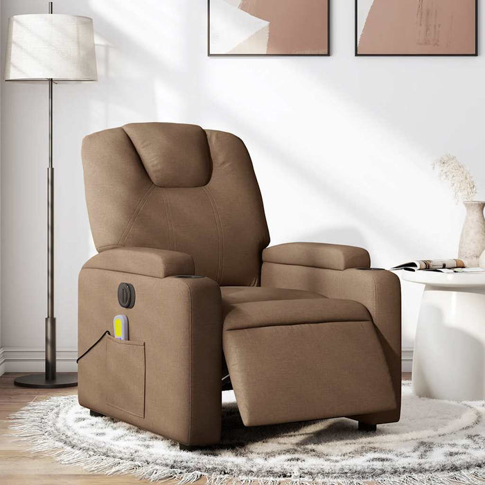 Fotoliu electric de masaj rabatabil, maro, textil WALTI