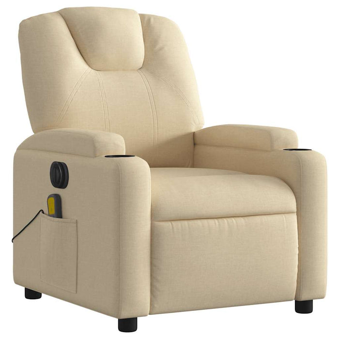 Fotoliu electric de masaj rabatabil, crem, textil - WALTI WALTI